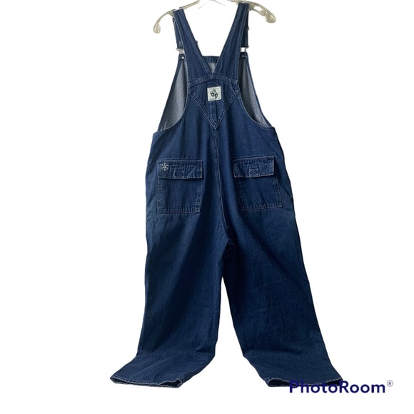 Disney Store Denim Overalls Women’s Size Lrg Winnie the Pooh Eeyore Snowflakes - Picture 6 of 9